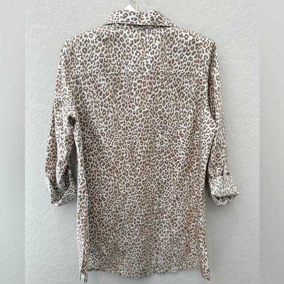 CHICO’S | Effortless Leopard Animal Print Shirt Blouse | Size 0 Small - Picture 5 of 8